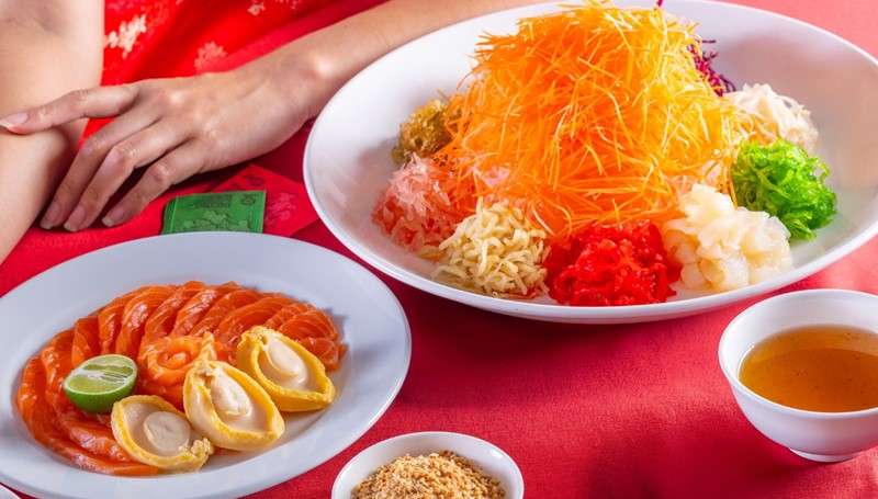Abalone and Fresh Salmon Lo Hei Yu Sheng Wah Lok Cantonese Restaurant