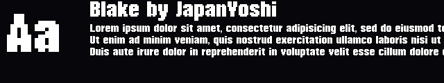 Blake by JapanYoshi image showcasing glyphs from the Blake font by JapanYoshi.