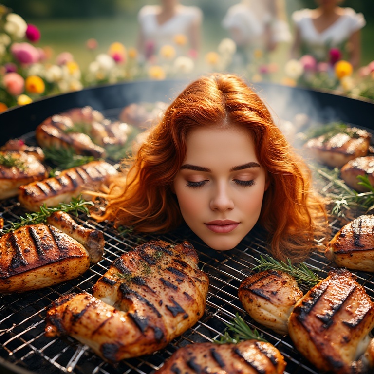 Garden wedding wom served Redhair head 0 08