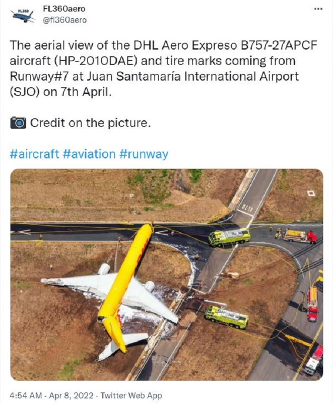 Sebuah pesawat kargo milik DHL terbelah menjadi dua setelah tergelincir dari landasan pacu.