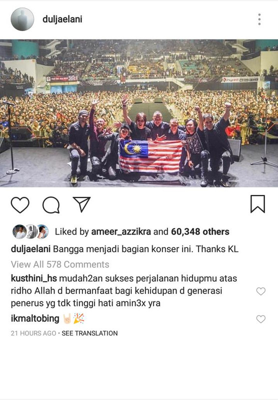 Postingan Dul Jaelani yang dikomenati ibu Maia Estianty