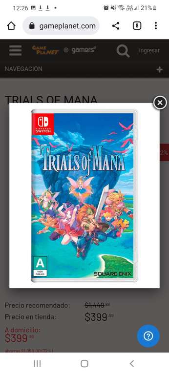 Game Planet: Trial of Mana Nintendo Switch 
