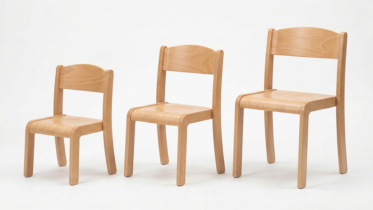 Сравнение детских стульев разной высоты для разных возрастных групп