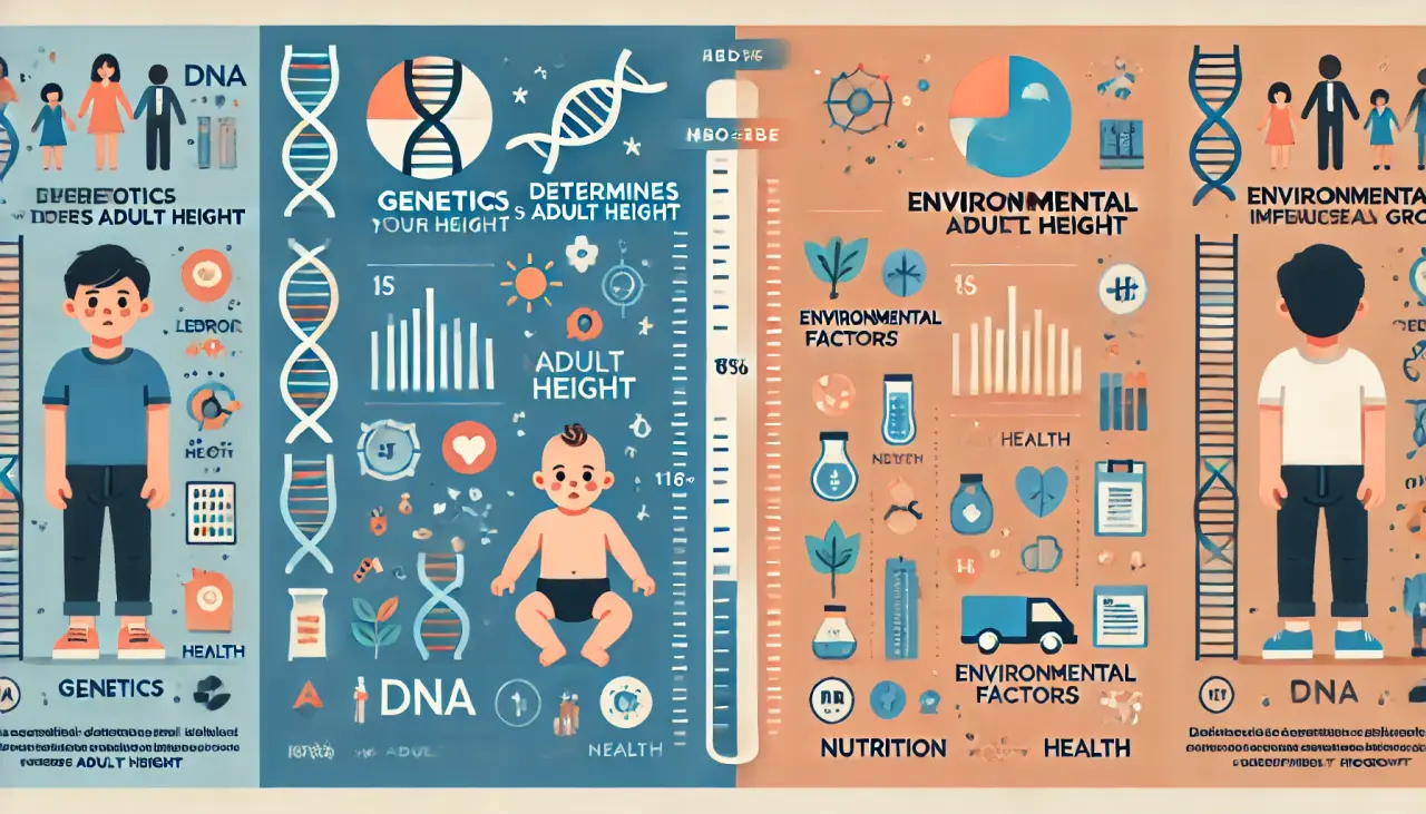 Comparison of genetic vs. environmental factors in determining a baby’s height.