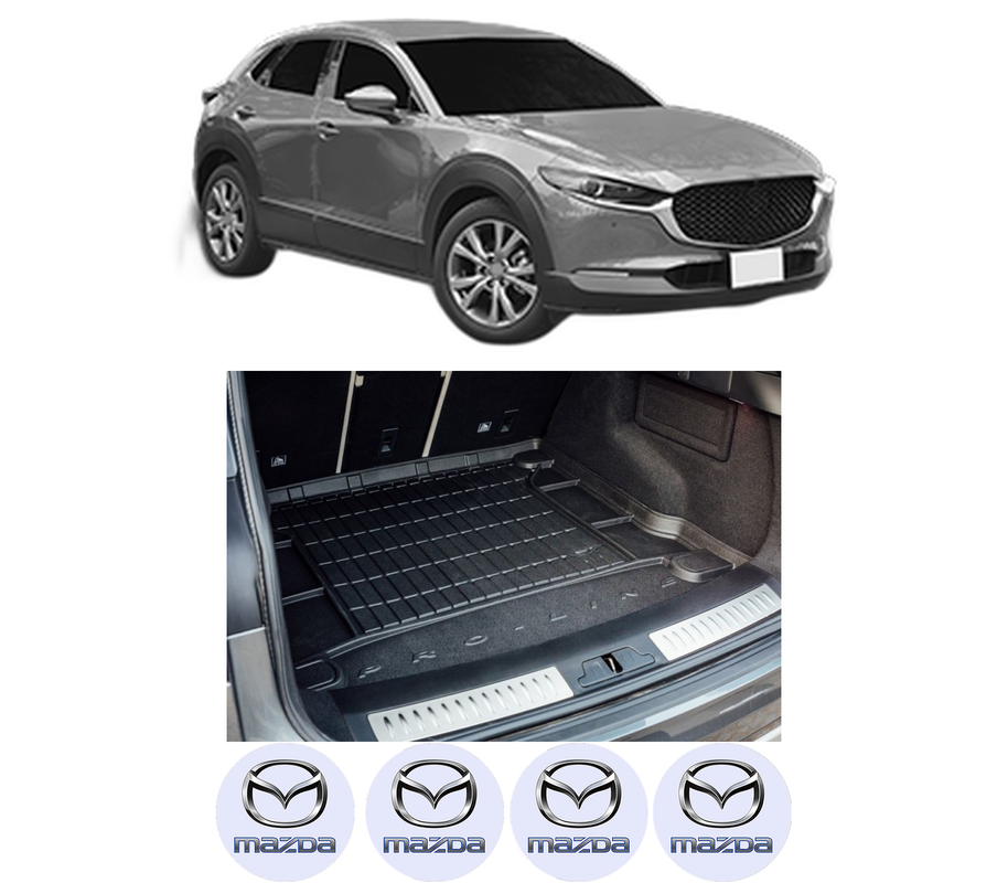 Tavita Portbagaj MAZDA CX-30 (DM) din 2019-2021, Protectie Portbagaj Auto, 4x Stickere auto cu MAZDA