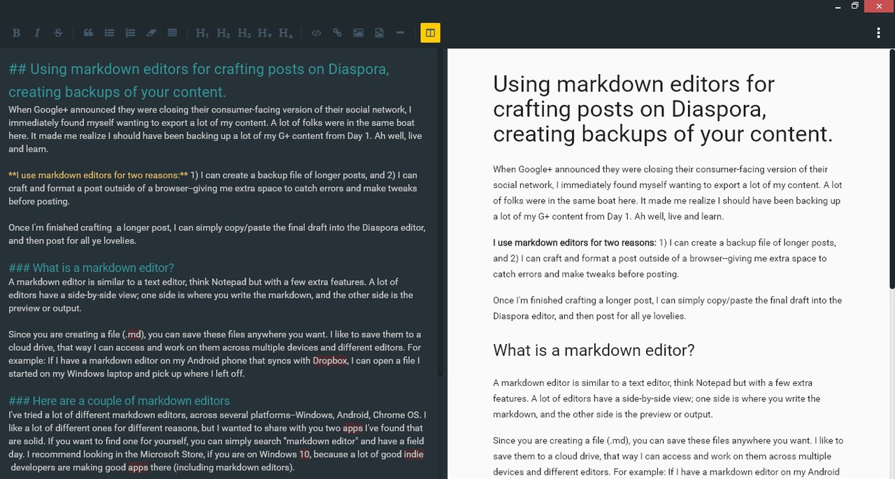 Material Markdown screenshot
