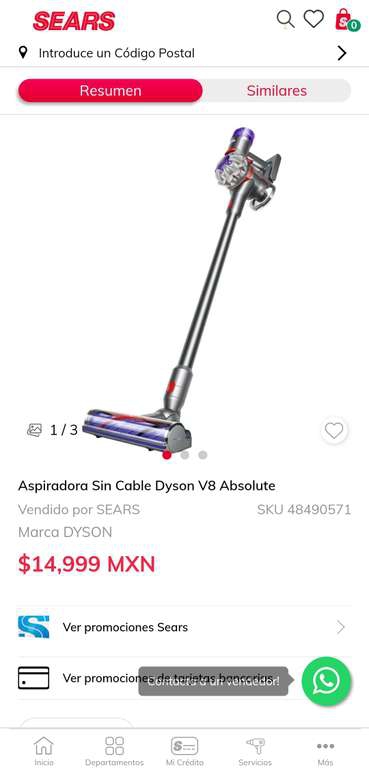 Sears: Dyson aspiradoras en oferta con TDC Sears 
