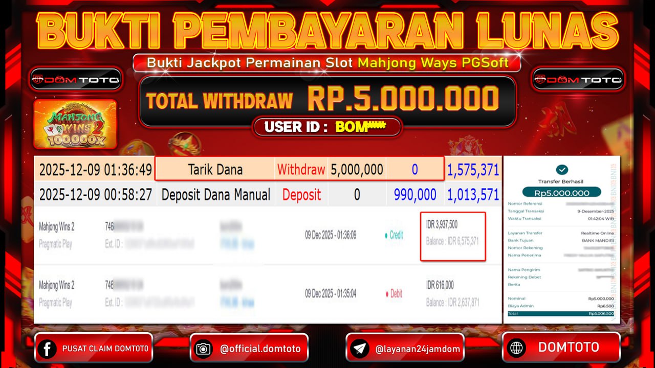 JACKPOT Permainan Slot Mahjong Wins 2 Pragmatic Play Pragmatic Play 09 DECEMBER 2025