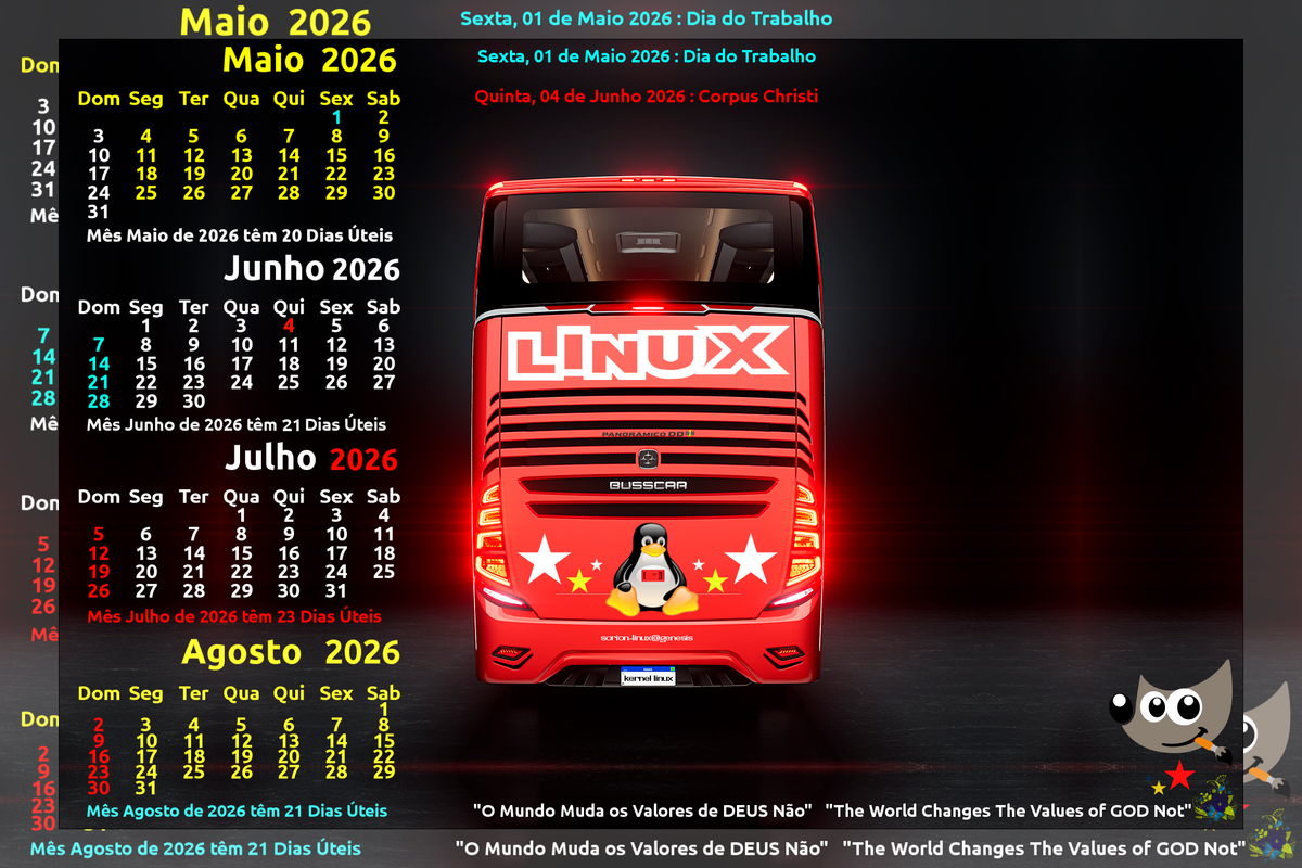 Busscar DD Panoramico NB1 Traseira Calendarios MJJA 2026 Extra Self Bordered Image Magick LINUX 00