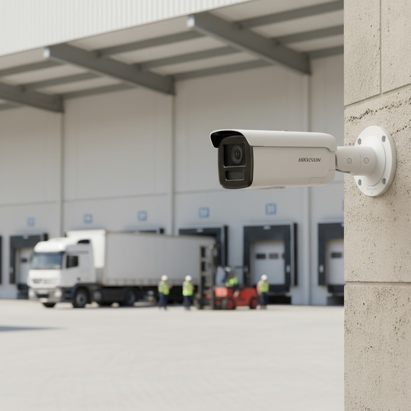 Câmera Hikvision AcuSense com luz estroboscópica e sirene