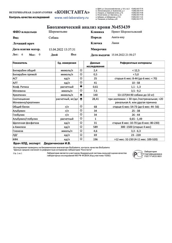 Биохимический анализ крови (453439)