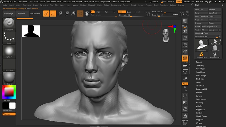 Working with Pixologic ZBrush 2024.0.4 full activated