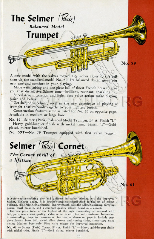 Selmer 1953 brass catalog pg 13