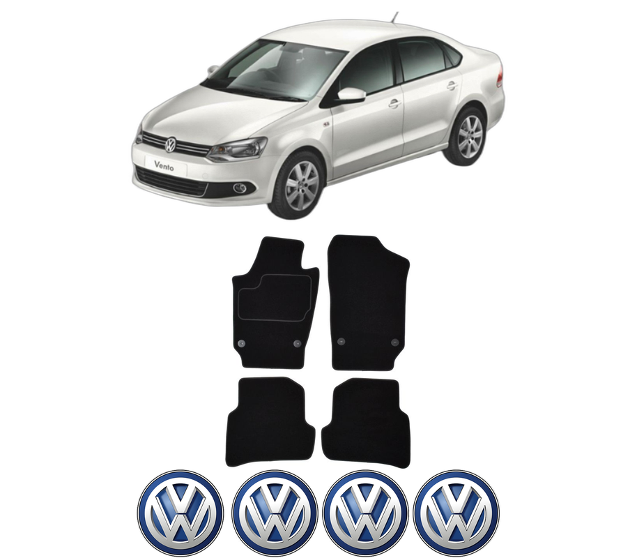 Set Covorase Presuri Volkswagen POLO V Saloon (602, 604, 612, 614) din 2010-2022, Auto, Material Textil Mocheta, 4 Stickere auto cu Volkswagen
