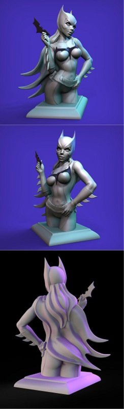 Mark Angres – Bat Girl Bust – 3D Print Model