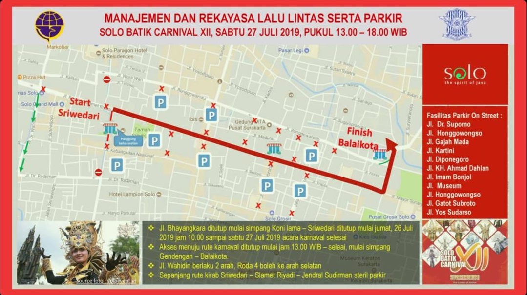 Manajemen dan Rekaya Lalu Lintas serta Parkir Solo Batik Carnival 2019.