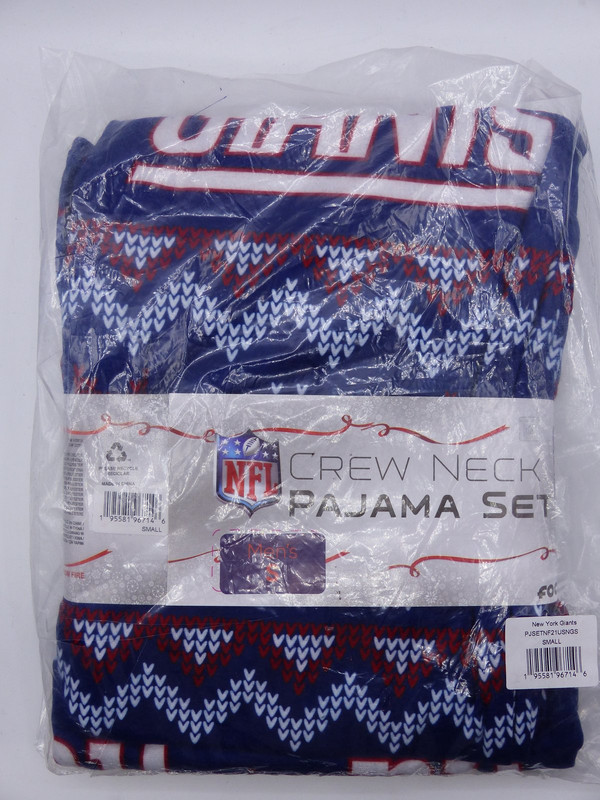 NFL FOCO MENS NEW YORK GIANTS UGLY PATTERN CHRISTMAS PAJAMA SET SIZE SMALL