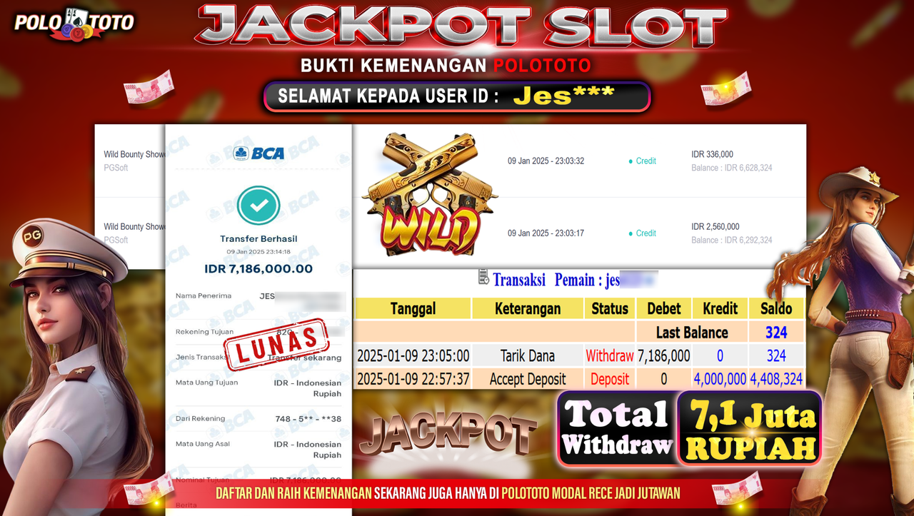 POLOTOTO JACKPOT SLOT WILD BOUNTY SHOWDOWN Rp.7,186.000,-