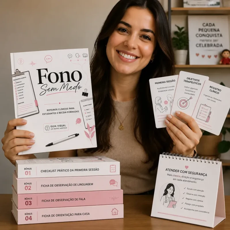 Laiane Alves apresentando o material de mapas mentais do MapaFono