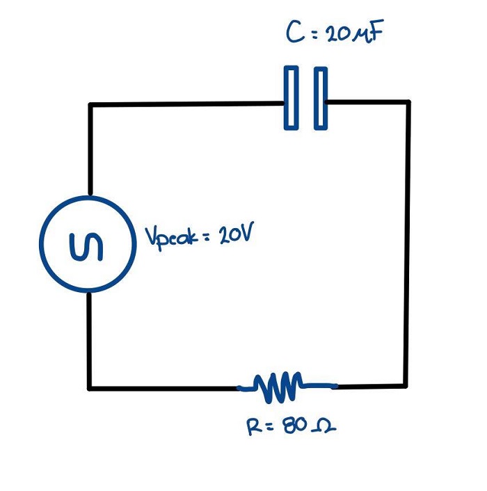 A circuit consists of an ideal ac generator, a 20 \mu \mat Quizlet
