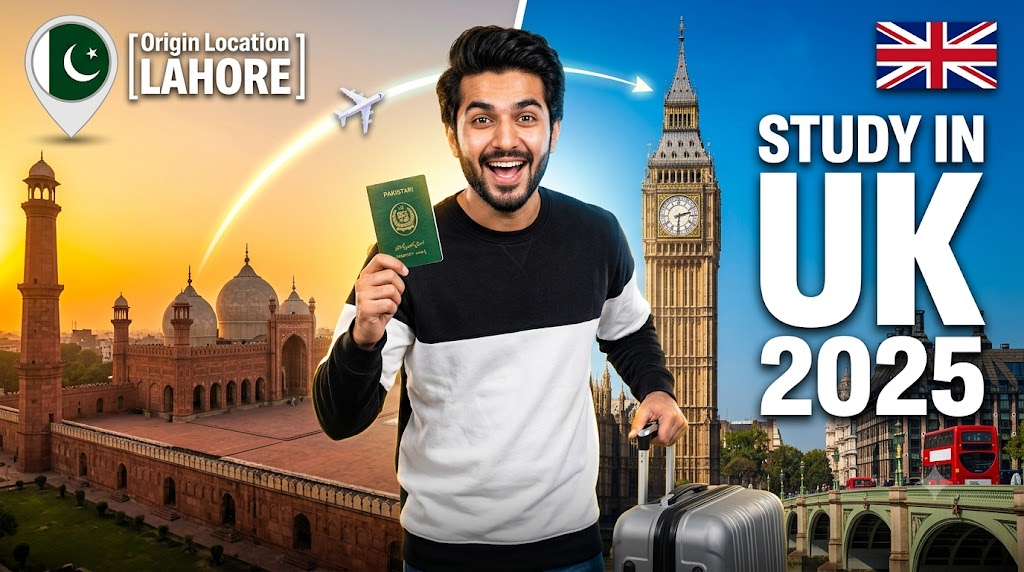 Result of: YouTube Thumbnail Prompt – Study in UK 2025: Pakistan to London Journey