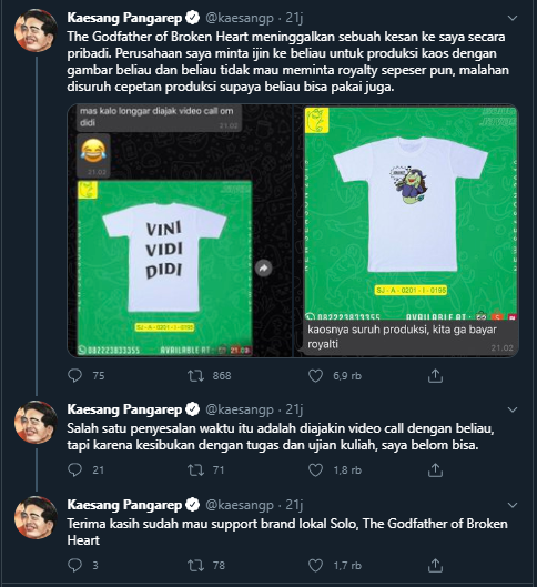Kenangan Kaesang Pangarep terhadap Didi Kempot