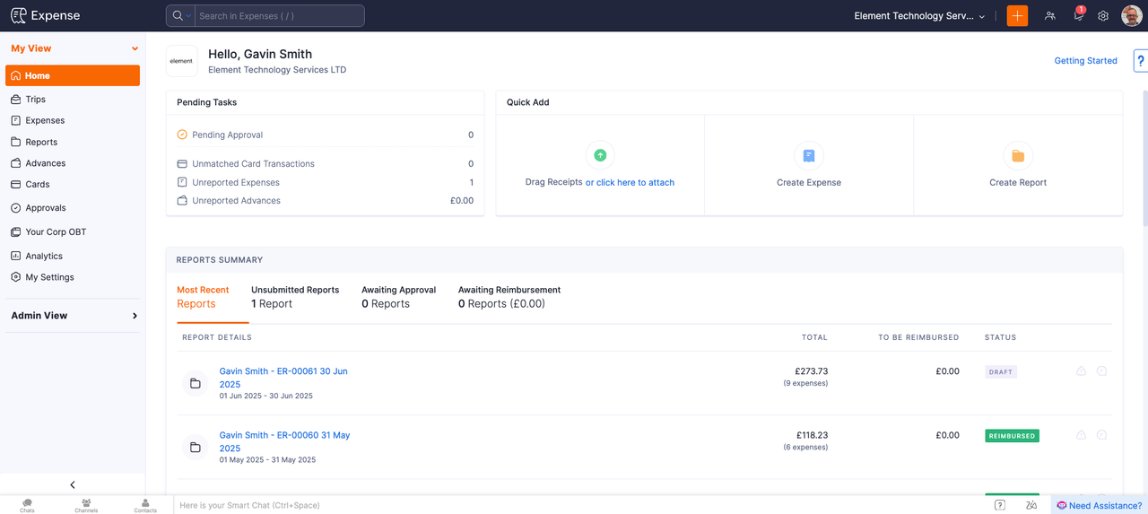 Expense tracking dashboard