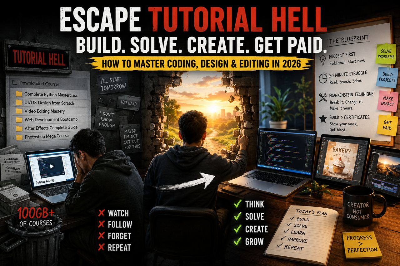 Why You Keep Failing at Coding, Design, and Editing: How to Escape 'Tutorial Hell' in 2026
