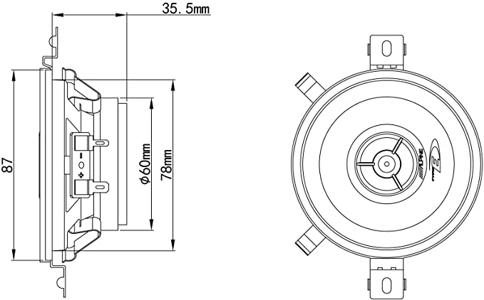 Alpine 3.5 inch car replacement speaker 150 watts SXE-0825S dash