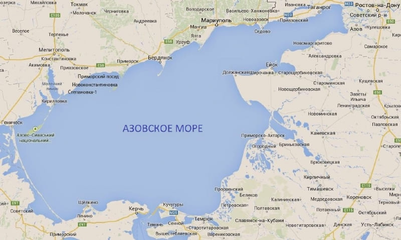 Азовское море на карте Азовское море на карте