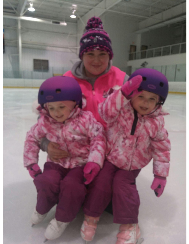 Rebecca Boutin ice skating with her twins as toddlers