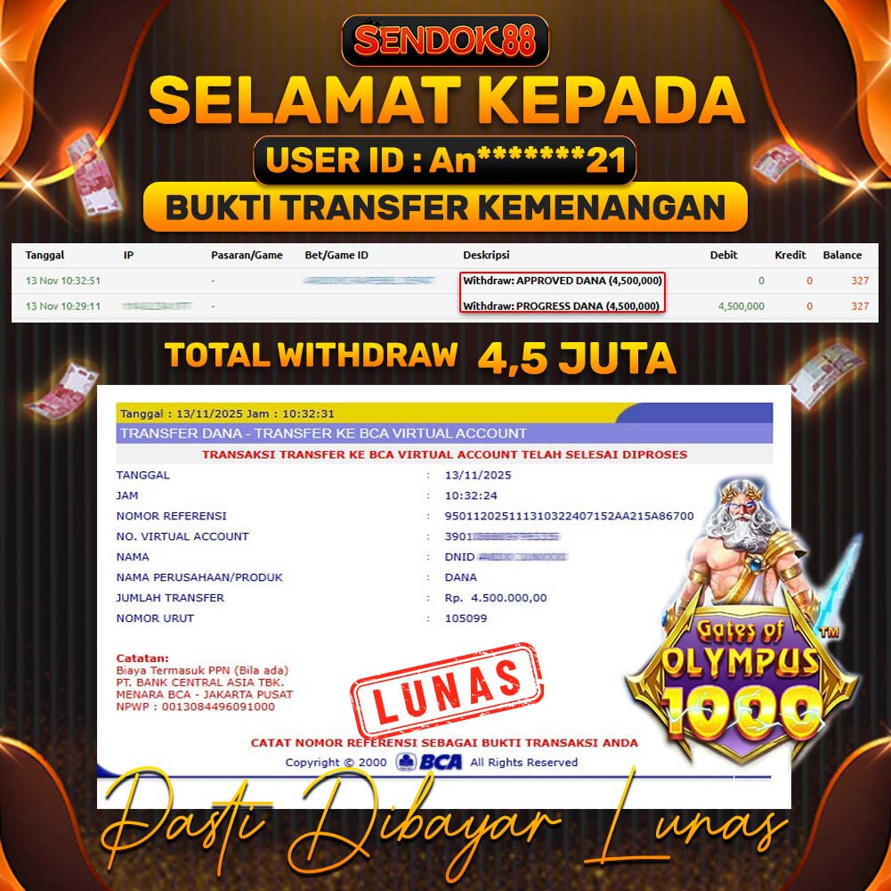 SENDOK88 JEPE! GATES OF OLYMPUS 1000 Rp 4.500.000,- LUNAS!