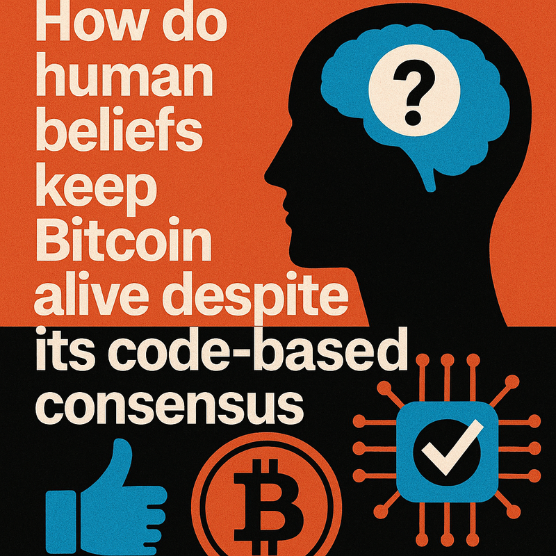How do human beliefs keep Bitcoin alive despite its code-based consensus