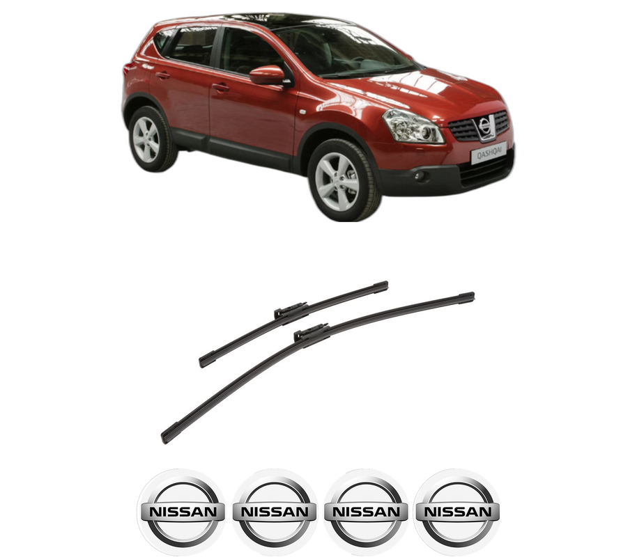 Set stergatoare auto NISSAN QASHQAI +2 (JJ10E) din 2007-2014, pentru parbriz auto, 2 bucati, Bosch Aerotwin, din cauciuc siliconat rezistent, 4 Stickere Auto NISSAN