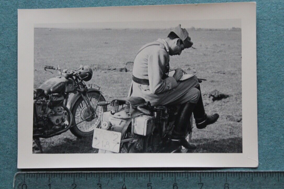 Foto Photo FA Wehrmacht im Kriegseinsatz Kradmelder der Verbündeten in Wüste DAK