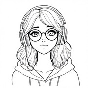 Stylish-Girl-with-Headphones-Coloring-Page