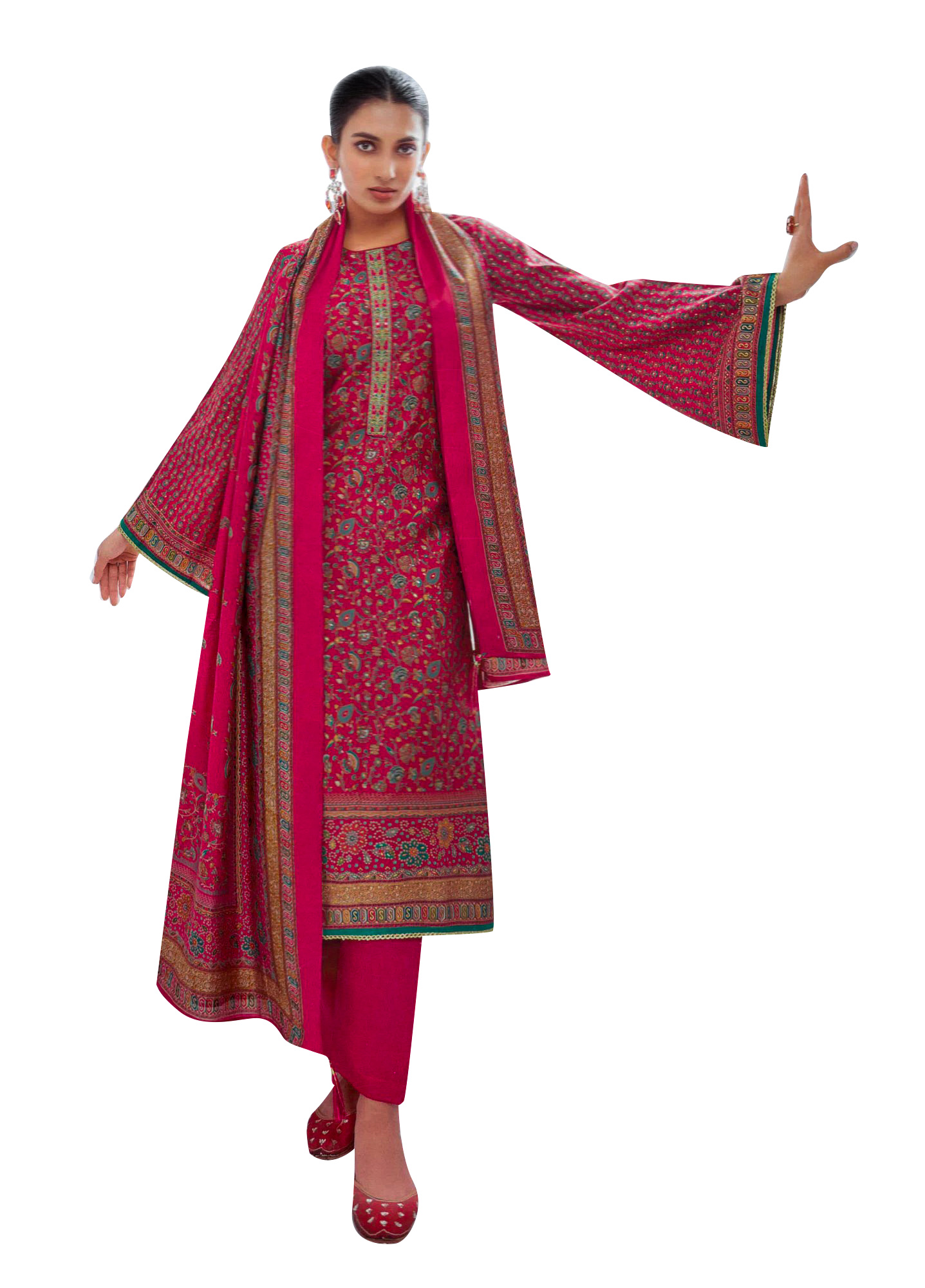 Ladyline Modal Silk Printed Embroidered Salwar Kameez Indian Bollywood Pakistani - Picture 20 of 25