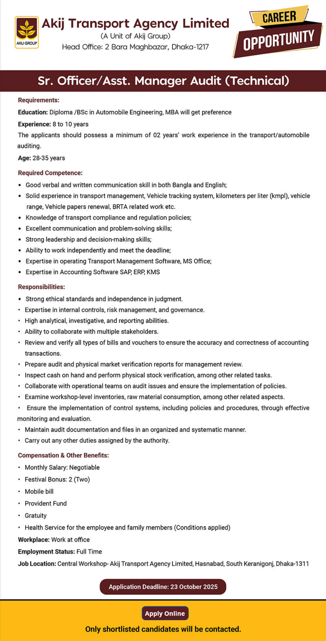 Akij Group Job Circular 2025
