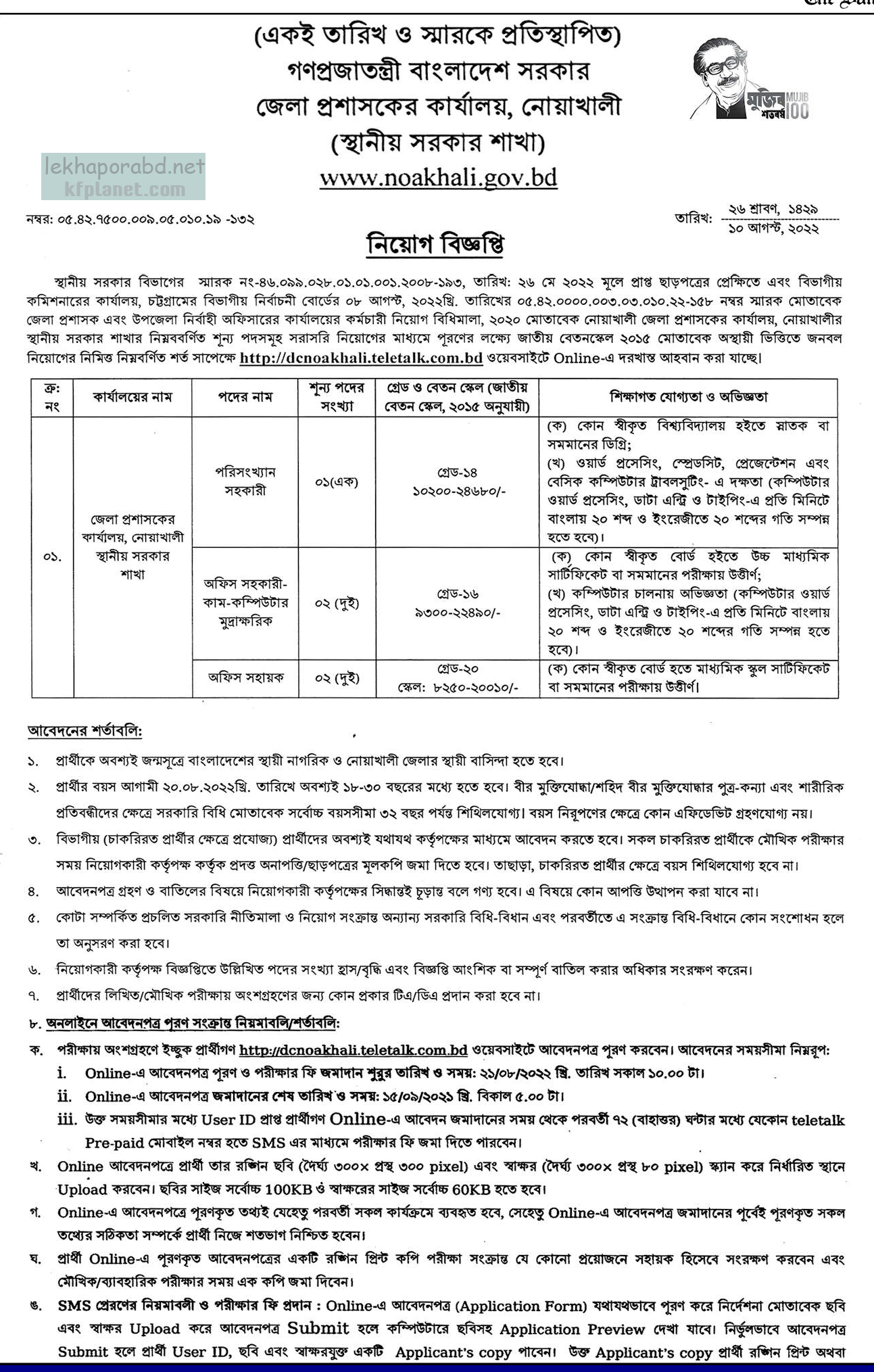 নোয়াখালী জেলা প্রশাসকের কার্যালয়ে নিয়োগ বিজ্ঞপ্তি ২০২২ 5 নোয়াখালী জেলা প্রশাসকের কার্যালয়ে নিয়োগ বিজ্ঞপ্তি ২০২২