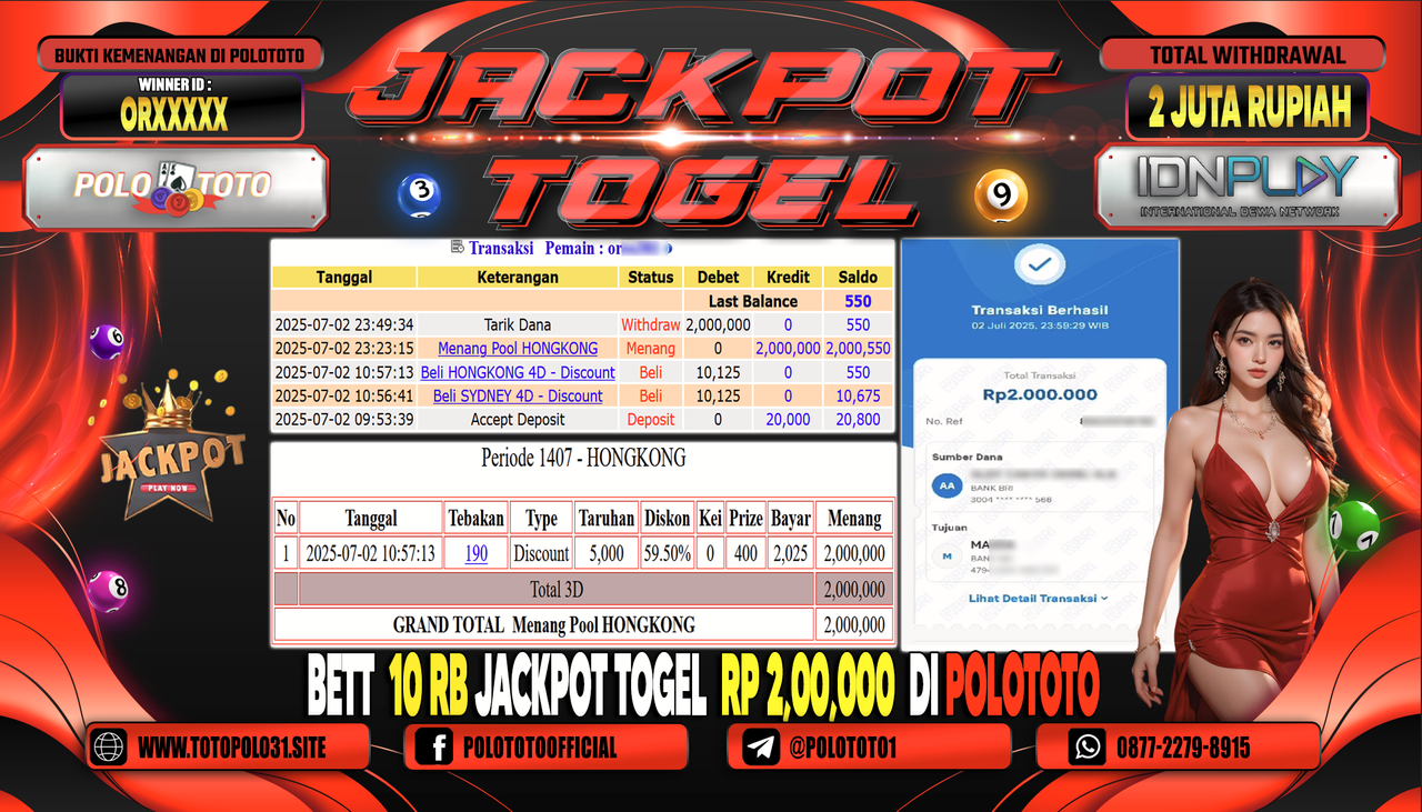 POLOTOTO JACKPOT TOGEL HONGKONG LOTTO Rp.2.000.000,-