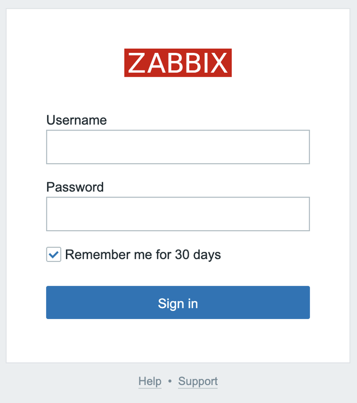 Zabbix login page
