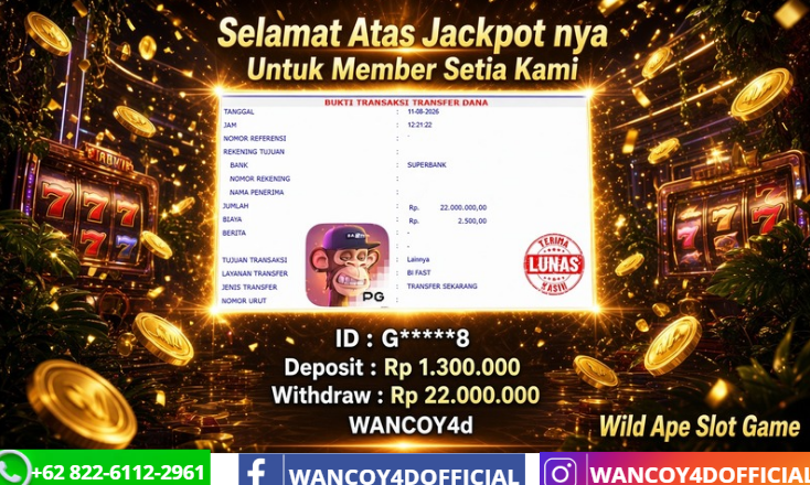 WANCOY4D WILD APE PG SOFT RP.22.000.000 -LUNAS