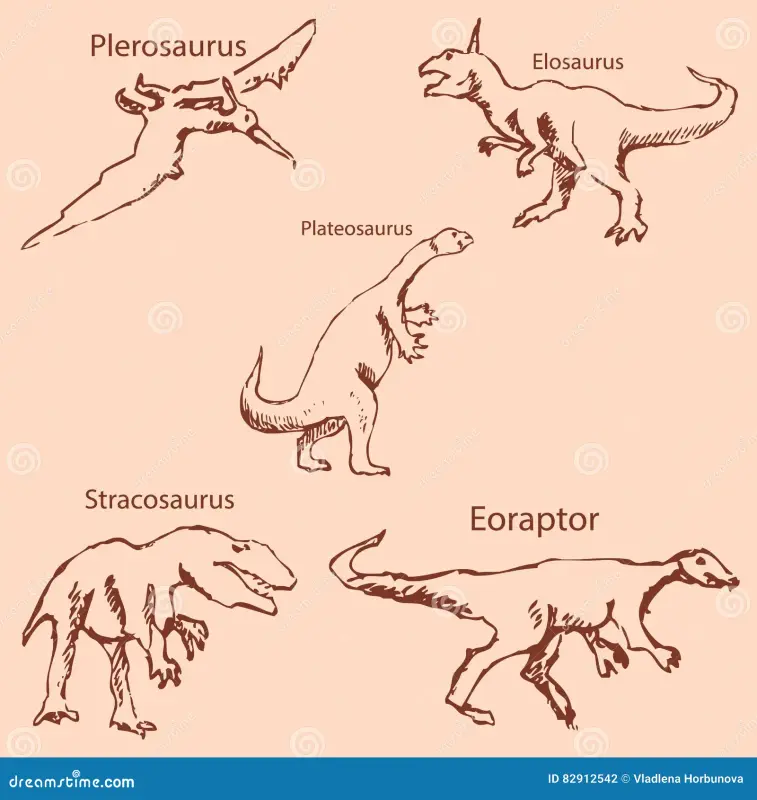 динозавры-с-именами-эскиз-каран-аша-вручную-винтажные-цветы-вектор-82912542