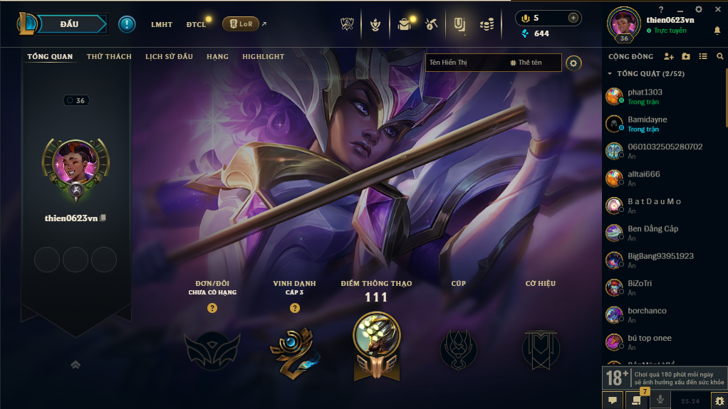 Acc LMHT # - Không Khung