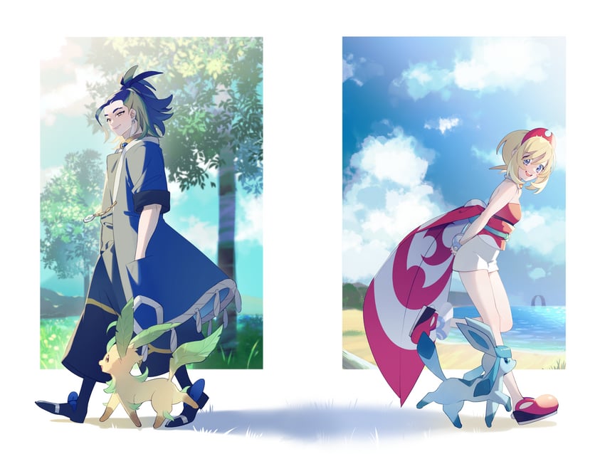 glaceon-irida-leafeon-and-adaman-pokemon