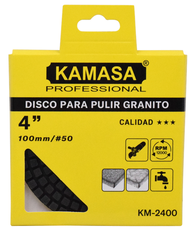 DISCO PARA PULIR GRANITO 4"/100mm P50 "KAMASA"