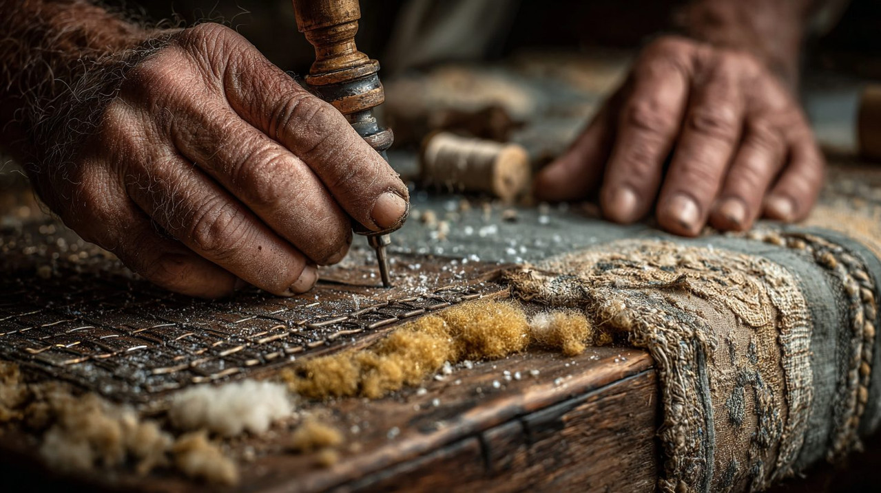 Демонтаж старой обивки с дивана: снятие скоб и ткань