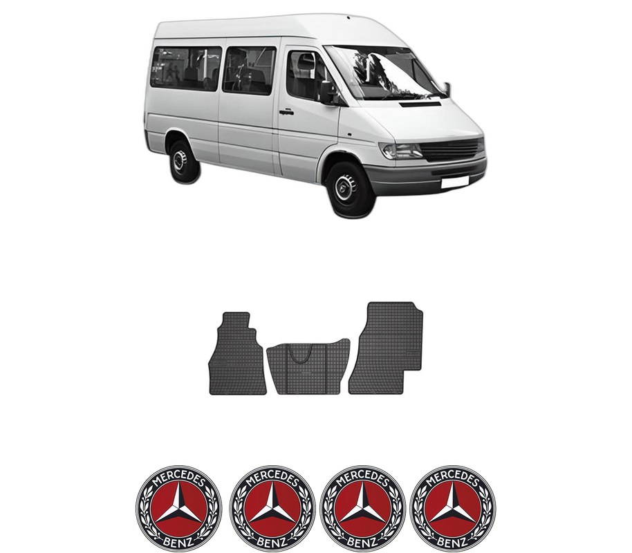 Set covorase presuri MERCEDES-BENZ SPRINTER 4-t Bus (B904) din 1996-2006, auto, din cauciuc thermoplastic, 4 Stickere auto cu MERCEDES-BENZ