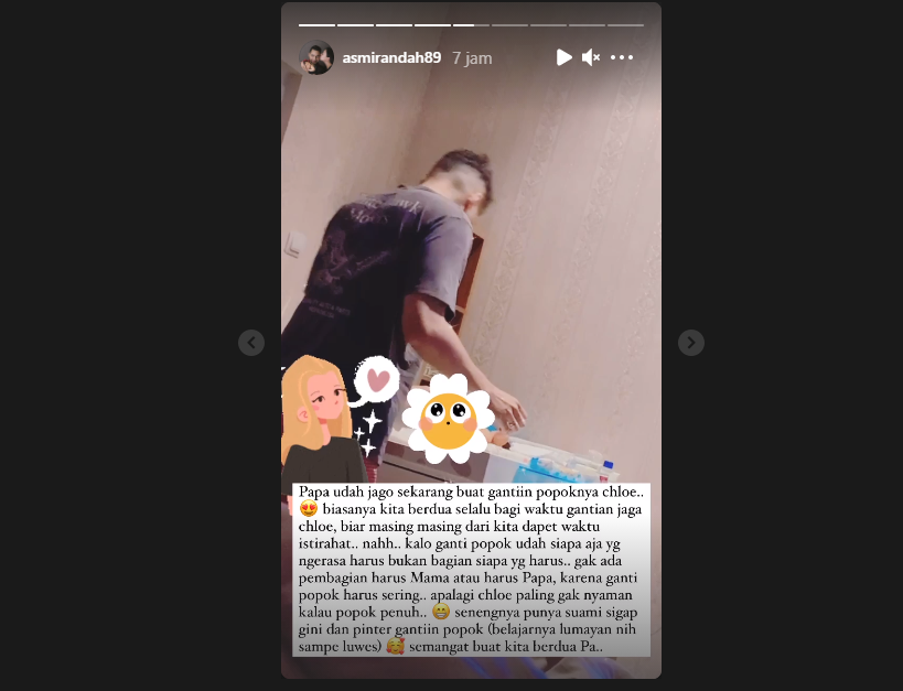 Asmirandah ceritakan sang suami sigap ganti popok baby Chloe