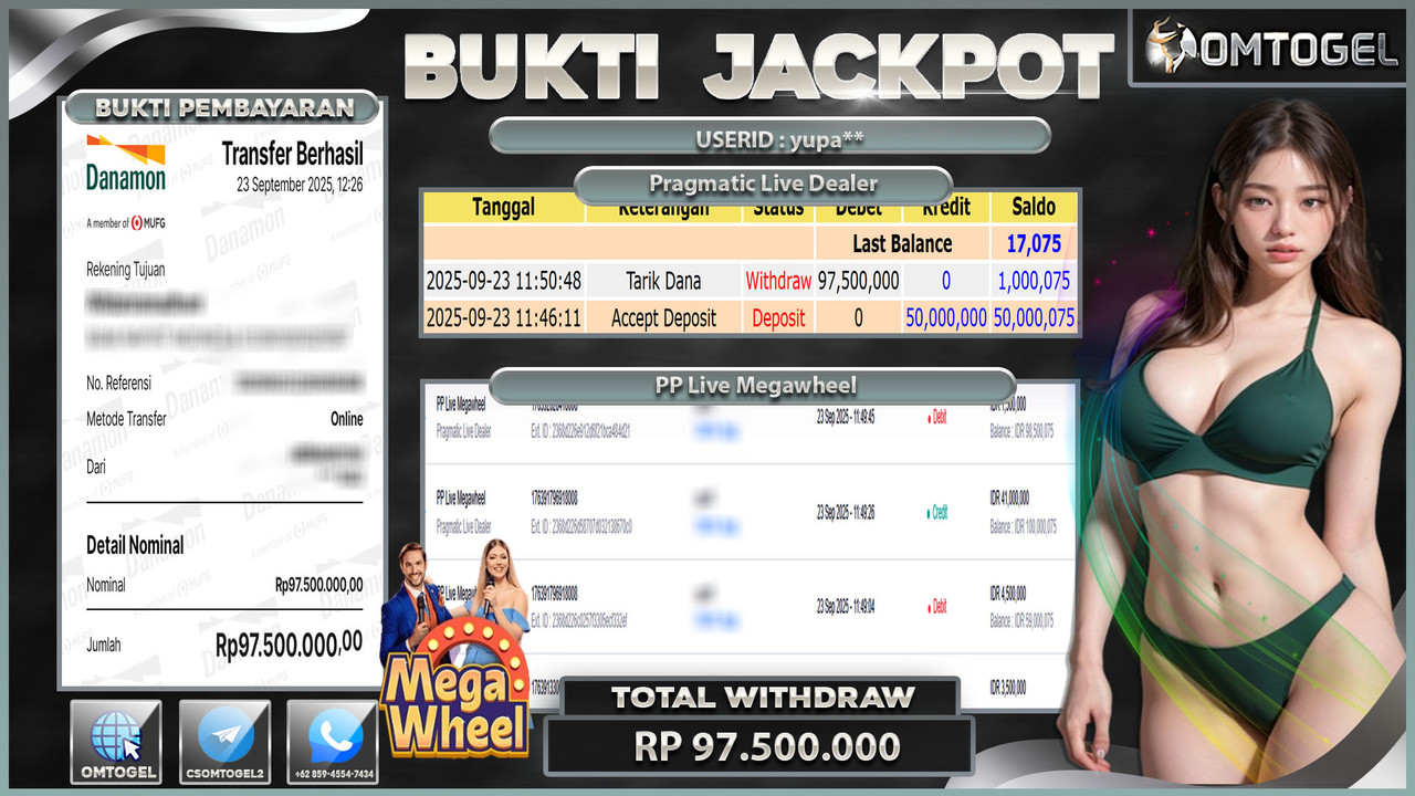 OMTOGEL JACKPOT PRAGMATIC CASINO LIVE MEGAWHEEL 97 JUTA DI BAYAR LUNAS ,-